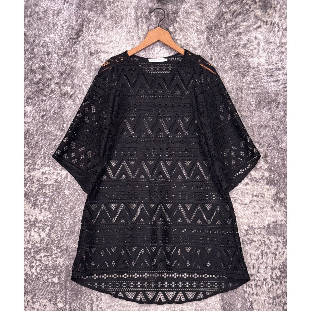 Anne Fontaine Top 36 / US 4 Womens Black Crochet Knit Coverup Tunic